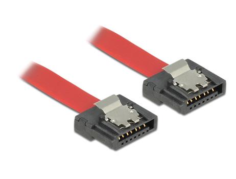 DELOCK SATA FLEXI kabel, 6Gbps, lås clips, 10cm, röd (83832)