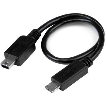 StarTech 8in USB OTG Cable - Micro USB to Mini USB - M/M - USB OTG Mobile Device Adapter Cable - 8 inch (UMUSBOTG8IN) - USB-kabel - mini-USB type B til Micro-USB type B - 20.32 cm (UMUSBOTG8IN)