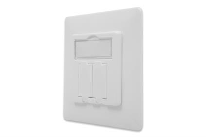 DIGITUS Wallplate for Keystone Jacks German Type 80x80 frame 50x50 central plate design comp. NS (DN-93831)