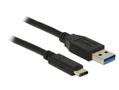 DELOCK USB-kabel,  1m, Typ C ha - Typ A ha, 3.1 Gen 2, svart (83870)