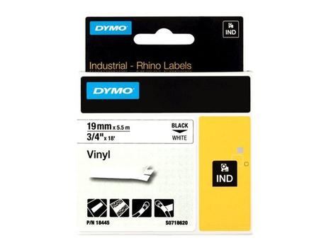 DYMO Rhino vinyl tape 19mmx5,5m sort/hvid (18445*5)