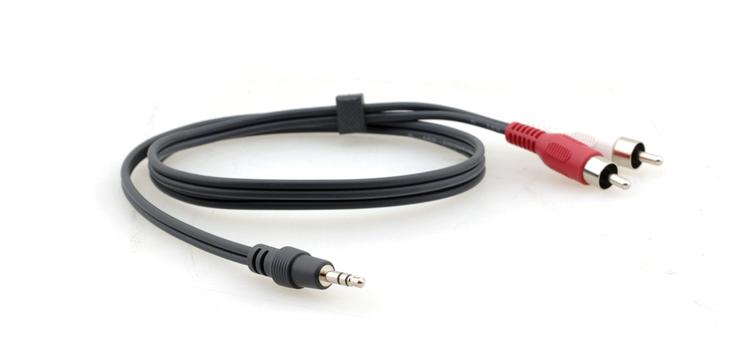 KRAMER C-A35M/ 2RAM | 3,5mm tele - RCA Anslutningskabel | 1,8m | Svart (95-0122006)