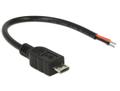 DELOCK Cable USB 2.0 Micro-B male > 2 x open wires power 10 cm Raspber