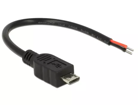 DELOCK Cable USB 2.0 Micro-B male > 2 x open wires power 10 cm Raspber (82697)