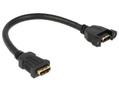 DELOCK HDMI cable for panel mount, 2xHDMI 19-pin female, 0,25m, black