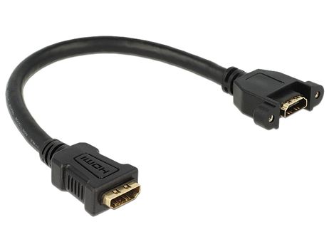 DELOCK HDMI cable for panel mount, 2xHDMI 19-pin female, 0,25m, black (85100)