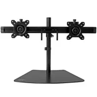 StarTech Dual Monitor Mount - Supports Monitors 12" to 24" - Adjustable - VESA Monitor Stand for Desk - Low Profile Base - Horizontal - Black (ARMBARDUO) stativ - justerbar arm - for LCD-skjerm - svart