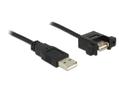DELOCK Cable USB 2.0 Type-A male > USB 2.0 Type-A female panel-mount 1 m (85106)
