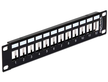 DELOCK 10" 12-portars Keystone patchpanel,  1U, metall, svart (43326)