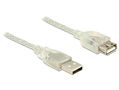 DELOCK Extension cable USB 2.0 Type-A male > USB 2.0 Type-A female 1m transparen