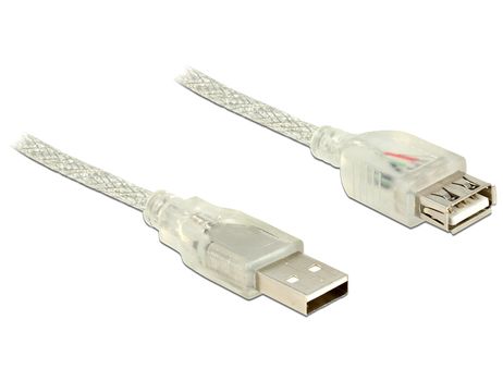 DELOCK Extension cable USB 2.0 Type-A male > USB 2.0 Type-A female 1m transparen (83881)