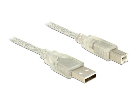 DELOCK USB2-A til USB2-B - 5m transparent (83896)