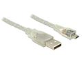 DELOCK USB-A to Micro-B Cable 0.5m Transparent