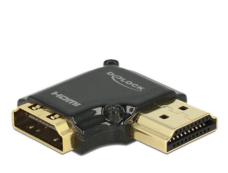 DELOCK HDMI-adapter,  19-pin ho-ha, vinklad 90° höger,  svart (65661)