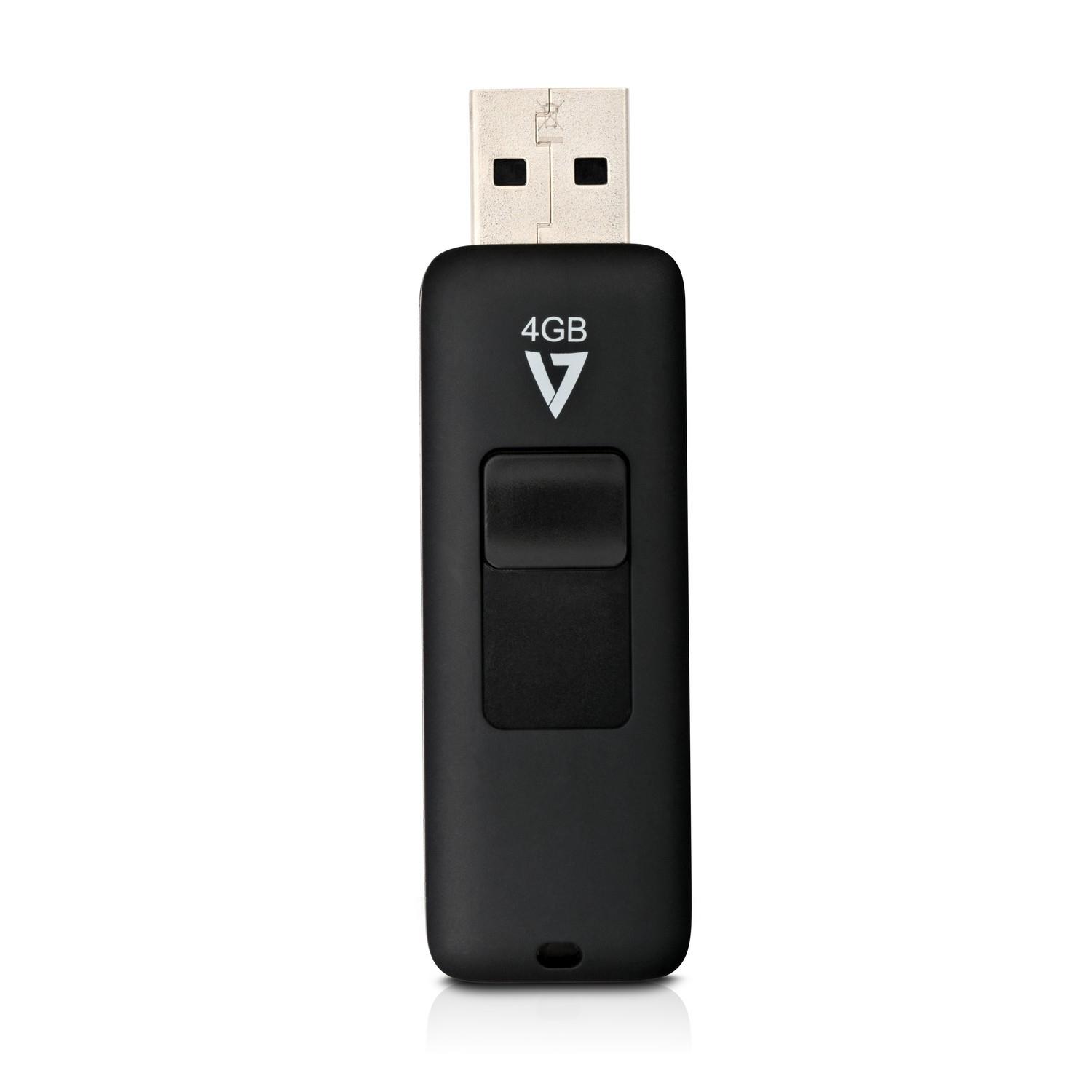 V7 4GB FLASH DRIVE USB 2.0 BLACK 10MB/S READ 3MB/S WRITE MEM | HardCoreIT