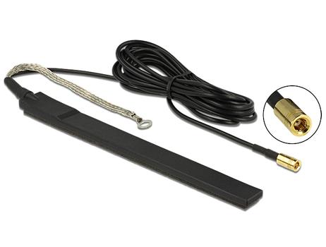 DELOCK DAB+ antenn, aktiv, SMB ha, 23 dBi, 3m, klisteretikett,  svart (12411)