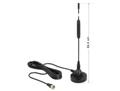 DELOCK DAB+ antenn, F hane, RG-174, 0dBi, 2m kabel, magnetfot, svart