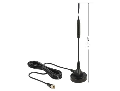 DELOCK DAB+ antenn, F hane, RG-174, 0dBi, 2m kabel, magnetfot,  svart (12412)