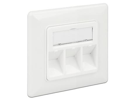 DELOCK Keystone Wall Outlet 3 Port compact (86194)