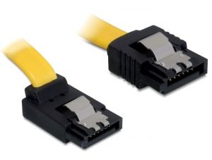 DELOCK Cable SATA 6 Gb/s male straight>SATA male upwards angled 20 cm yellow met (82799)