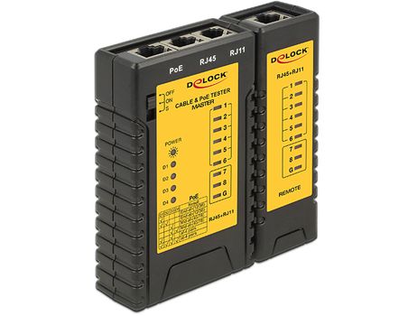 DELOCK Network Cable Tester RJ45 / RJ12 / PoE (9V battery needed) (86107)