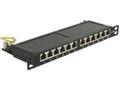 DELOCK 10" 12-port patchpanel, kron, skärmad, cat6a, svart
