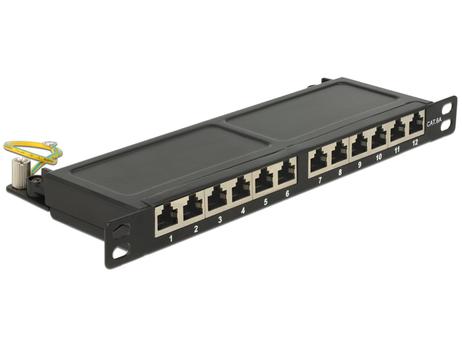 DELOCK 10" 12-port patchpanel,  kron, skärmad, cat6a, svart (43312)
