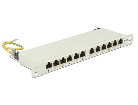 DELOCK 10" 12-port patchpanel,  kron, skärmad, cat6a, grå (43311)
