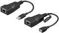 METO USB 2.0 Extender, USB-A: Han - USB-A: Hun, op til 100m, med minijack, 3,5mm, inkl. strømforsyning