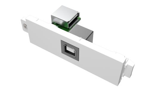 VISION USB B (on front) to A module - "a" type socket on the rear and square "b" type socket on the front - USB 3.0 backward compatible with 2.0 - fixes into Techconnect surrounds - plastic - white (TC3 USBB)