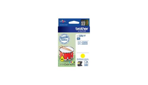BROTHER LC22UY - XL - yellow - original - ink cartridge - for Brother DCP-J785DW,  DCP-J785DWXL,  MFC-J985DW,  INKvestment Work Smart MFC-J985DW (LC-22UY)