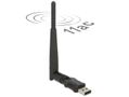 DELOCK trådlöst nätverkskort,  extern antenn, 802.11ac, USB 2.0, svart (12462)