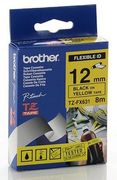 BROTHER 12mm/8m Tarranauha musta/keltainen