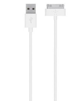 BELKIN IPHONE 30PIN CHARGE/ SYNC CABLE 1.2M WHITE ACCS (F8J043BT04-WHT)