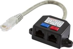 DELTACO Network splitter - RJ-45 (male) - RJ-45 (female) - UTP - CAT 5e