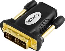 DELTACO HDMI adapter, HDMI 19-pin female to DVI-D male, gold-plated