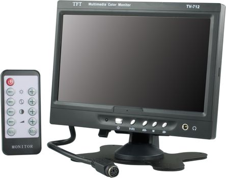 DELTACO 7" TFT color screen with remote control & speakers, 12V / 230V (TM7003A)