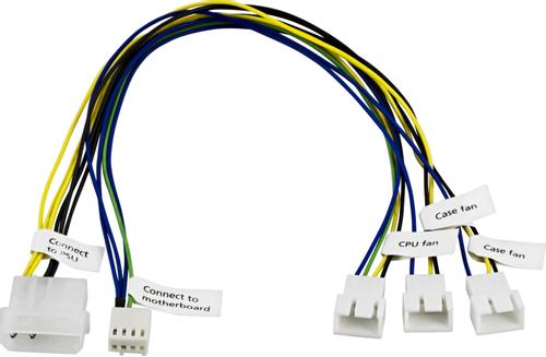 AKASA adapterikaapeli,  1xCPU-&2xkotelotuuletin >emolevyn 4-pin, 10 cm (AK-CB002)