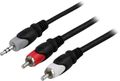 DELTACO Audio cable, 3.5mm male - 2xRCA male 0.5m, black