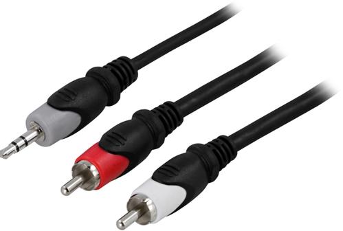 DELTACO Audio cable, 3.5mm male - 2xRCA male 0.5m, black (MM-138)