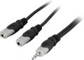 DELTACO Audio cable, Y-splitter, 1x3.5mm male stereo - 2x3.5mm female stereo, 0.5m