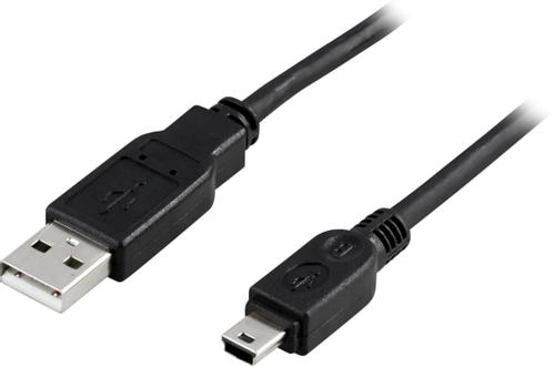 DELTACO USB 2.0 cable Type A - Type Mini B 1m, black (USB-24S)