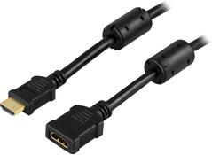 DELTACO HDMI extension cable, 19-pin male - female, 3m, black