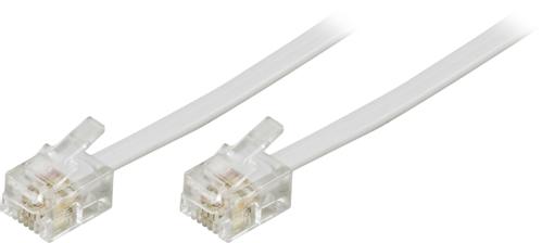 DELTACO Modularkabel,  6P4C(RJ11) till 6P4C(RJ11),  2m, vit (DEL-159F)