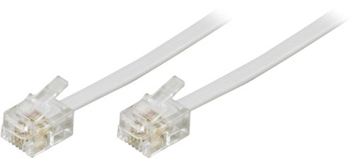 DELTACO modular cable, 6P4C (RJ11) to 6P4C (RJ11), 5m, white (DEL-161F)