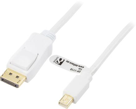 DELTACO DisplayPort to Mini DisplayPort cable, 1m, white (DP-1110)