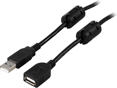 DELTACO USB 2.0 USB extension cable 2m Black (USB2-12FS)