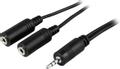 DELTACO Audio cable, 2.5mm stereo ha - 2x2.5mm stereo ho, 0.5m, black