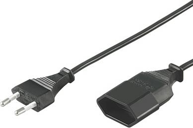 Deltaco DEL-109AD - Strømforlengelseskabel - Europlug (hann) til IEC 60906-1 (hunn) - AC 250 V - 2.5 A - 2 m - svart (51355)