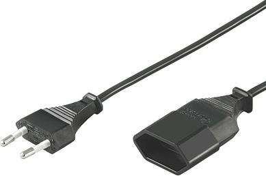 Deltaco DEL-109AF - Strømforlengelseskabel - Europlug (hann) til IEC 60906-1 (hunn) - AC 250 V - 2.5 A - 5 m - svart (50510)